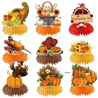 Ensemble d'accessoires de Thanksgiving Lin Xu Modèle A1399 – Étiquettes décoratives suspendues imprimées en forme de citrouille, feuille d'érable et dinde pour Thanksgiving
