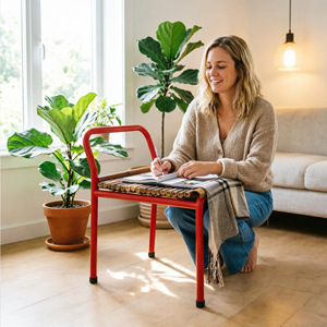 Industrial Style Metal Garden Chair Solid Wood Seat Rectangular Outdoor Patio Chair ZY-2884 - Product Image 3