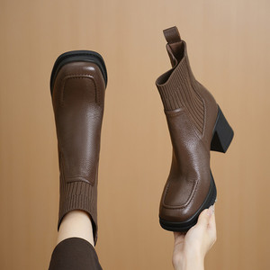 Cialisa Fashion Patchwork Short Boots for Lady 2025 Autumn <strong>Winter</strong> <strong>Shoes</strong> Daily Dress Elegant High Heel <strong>Women</strong> Ankle Boots Sizes 40 - Product Image 3