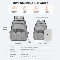 Sac à dos étudiant grande capacité avec logo personnalisé, en polyester imperméable, sac d'école multicouche, sac à dos de voyage pour ordinateur portable avec faible MOQ