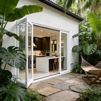 Porte pliante en PVC double vitrage trempé, ouverture à 90 degrés vers l'intérieur et vers l'extérieur, pour balcon et devanture de magasin