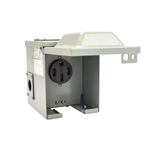 50 Amp 125/250 Volt RV/EV Power Outlet Box, Enclosed Lockable Weatherproof Outdoor Electrical NEMA 14-50R Receptacle Panel