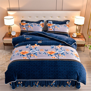 Juego de ropa de cama de cuatro piezas de terciopelo frágil de terciopelo de visón dorado de terciopelo grueso de alto gramo - Product Image 3