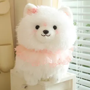 Boneka hewan Pomeranian anak anjing Super lembut grosir boneka mewah lucu