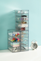 Tiroirs de rangement en plastique transparent empilables, boîte de rangement pour maquillage de salle de bain, commodes, éviers, armoires de cuisine