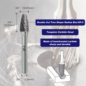 Fresa in Carburo di Tungsteno SF-3 a Forma di Albero, Fresa Rotante a Doppio Taglio con Gambo da 1/4'', 1 Pezzo - Product Image 2