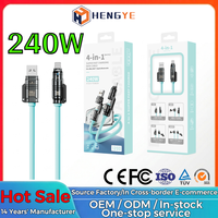 Cable Universal de Silicona para Teléfono 4 en 1, Cable de Carga Rápida de 240w, Cable de Datos Pd Usb Tipo C 240w, Cable de Carga Rápida Usb-c 4 en 1
