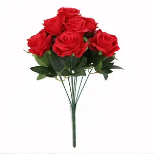 9 simulation roses wedding hand rose flower floral home decoration hotel table decorations decorative flowers