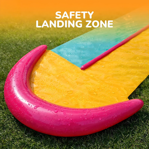 Colorful Dual Lane Water Slide with Safety Landing Zone and 2 <b>Boogie</b> <b>Boards</b> for Kids Backyard Racing - Product Image 2
