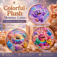 Koin Monster Kartun Tembaga Murni 999 1 oz Terbatas, Relief 3D, Dilukis UV, Edisi Khusus Seperti Proof