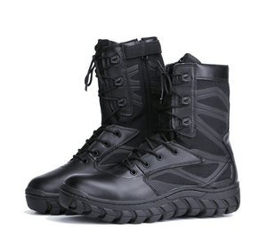 Chaussures de randonnée DFA120 en toile kaki et noire avec bandes renforcées et fermeture éclair latérale sur les manches - Product Image 4