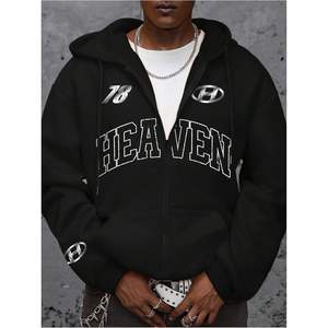 Sudadera con capucha personalizada para hombre, con cremallera, manga larga, estampada, de algodón, felpa francesa, transpirable, estilo urbano - Product Image 3