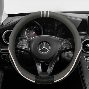 Housse de <span class=keywords><strong>volant</strong></span> en cuir à 3 branches en fibre de carbone rose gris avec surpiqûres de blocs de couleur <span class=keywords><strong>voiture</strong></span> de sport pour les deux hommes - Product Image 1