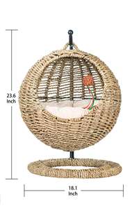 Petdom ручная работа плетеная теплая удобная современная кровать для кошек корзина качающийся домик для домашних животных гнездо для маленькой собаки кошки с подушкой - Product Image 5