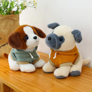 Boneka Anjing Pug Grosir, Boneka Anjing Lucu Berhoodie Labrador Schnauzer, Figurine Anak Anjing Berpose Duduk, Hadiah Ulang Tahun - Product Image 3