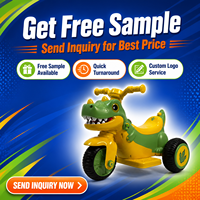 GEEN Moto Électrique Tricycle Dinosaure pour Enfants, à Batterie, Lumières LED, Musique, Tout-Terrain, Siège Confortable, Cadeau Sûr