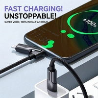 Câble de charge rapide USB-C PD 3A 4-en-1 avec conducteur en cuivre pur et blindage tressé, puissance 66W pour téléphones/tablettes iOS et Android