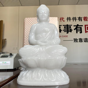 Sculpture en pierre de jade blanc naturel assis Statue de <span class=keywords><strong>bouddha</strong></span> Sakyamuni méditant <span class=keywords><strong>Tathagata</strong></span> priant Sculptures Amitabha - Product Image 4