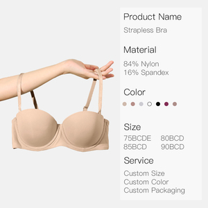 JOGOGO <span class=keywords><strong>Reggiseno</strong></span> Sexy da Donna Personalizzabile all'Ingrosso, con Ferretto, 2 Ganci, in Nylon Spandex, Mezza Coppa, per Signore - Product Image 3