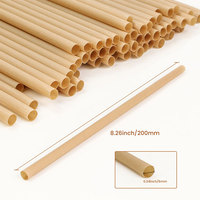 Paille de canne à sucre biodégradable Eco couleur naturelle bouche plate avec emballage personnalisé