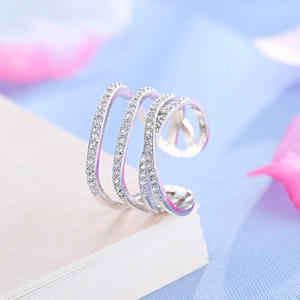 แหวนเพชรฝังเต็มวง ดีไซน์เฉพาะตัว RAKOL RP171 ชุบทองคำขาวสี่ชั้น - Product Image 2