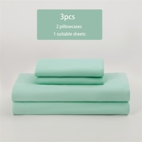 Ensemble de draps en microfibre brossée 3 pièces, ultra doux, hypoallergéniques, drap-housse avec 2 taies d'oreiller, poche profonde
