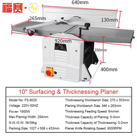 Nouvel Arrivage, Meilleure Vente : Dégauchisseuse-Raboteuse Ningqian 10 Pouces à Table Coulissante, Moteur Haute Précision, Machine à Bois 2200V/50HZ