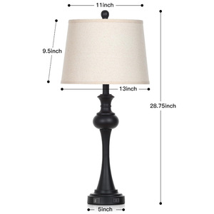 <b>Table</b> <b>Lamp</b> European Style Metal <b>Base</b> E27 LED Light Source Off White Shade Eye Caring For Bedroom Desk Use - Product Image 5
