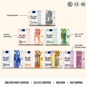 Dinero Falso al por Mayor, <span class=keywords><strong>Euros</strong></span> <span class=keywords><strong>de</strong></span> 7 Denominaciones, Juego Completo <span class=keywords><strong>de</strong></span> <span class=keywords><strong>100</strong></span> <span class=keywords><strong>Billetes</strong></span> por Paquete, <span class=keywords><strong>Billetes</strong></span> <span class=keywords><strong>de</strong></span> Juguete para Decoración <span class=keywords><strong>de</strong></span> Fiestas y Accesorios <span class=keywords><strong>de</strong></span> Cine - Product Image 1