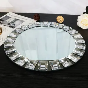 Top seller 2024 charger plates wedding and party decoration jewel edge silver charger plate wedding mirror charger plates