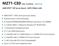 Carte mère Gigabyte MZ71-CE0 (rév. 3.x/4.x) pour processeurs EPYC série 7003, DDR4, usage serveur, reconditionnée, USB 3.0/2.0, socket SP3