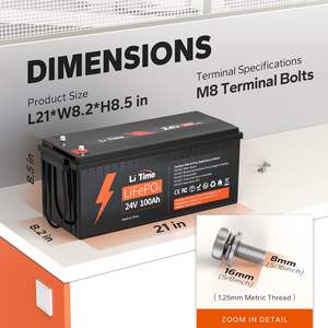 Литиевая батарея LiFePO4, 24 В, 100 А/ч, для RV/Camper, солнечной, морской, сухопутной, фургона, 100 А, Бмс, 4000 + цикл, 2560 Вт, мощность нагрузки" - Product Image 2