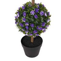Arbre topiaire artificiel écologique à 3 niveaux, plante en pot en forme de boule de roses artificielles, résistant aux UV, durable, imperméable, H90cm, pour mariage, jardin