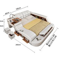 2025 Neu Entworfenes Luxuriöses Leder-Smartbett Multifunktionales Bett Queensize mit Stauraum Massage Musik Maßgefertigte Schlafzimmermöbel