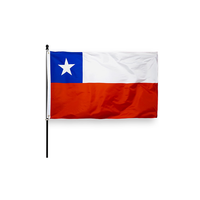 Bandera Chilena Portátil de Doble Cara de 3x5 Pies, Cuadrada, de Nailon con Cabezal, Resistente a la Decoloración, Impresión Digital por Sublimación en Fibra de Vidrio, para Colgar