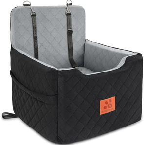 Asiento de Coche para Perros, Diseño Acolchado Gris con Cinturones de Seguridad y Bolsillos de Almacenamiento, Transportín de Viaje Lavable y Cómodo - Product Image 1