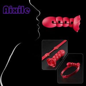 Dildo de Profundidad Ajustable con Forma de Rosa, Mordaza de Bola de Boca Abierta, Juguetes <span class=keywords><strong>Sexuales</strong></span> Fetichistas SM para Mujeres y Hombres, Juguetes <span class=keywords><strong>Sexuales</strong></span> para Adultos, Juguetes de Restricción BDSM - Product Image 2