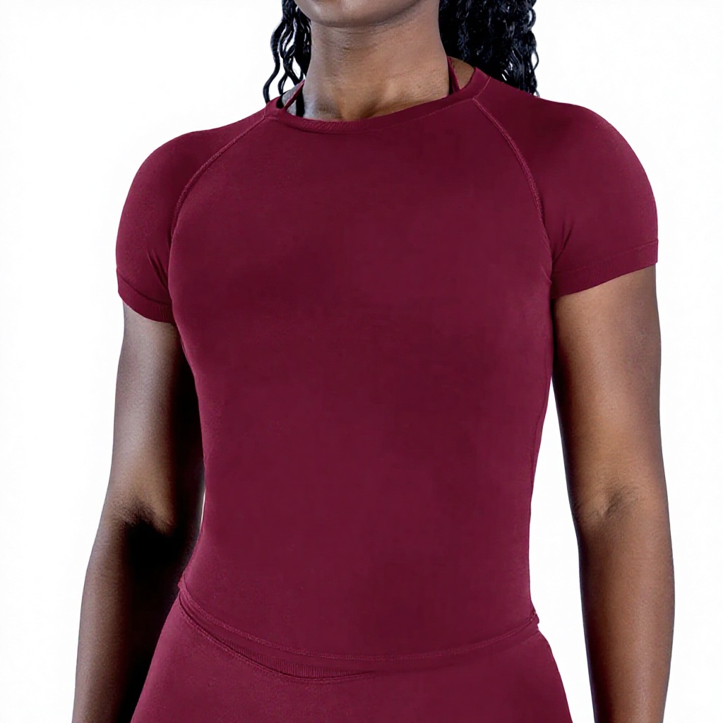Seamless Spandex/Nylon Yoga Short-sleeved Four-Way Stretch Breathable High Elastic Moisture Absorption Sweat-wicking Tight