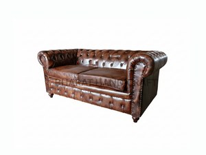 Canapé Chesterfield 2 places, revêtement en cuir luxueux, design classique capitonné, assise profonde confortable, parfait - Product Image 3