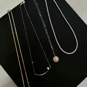 Minimalist Gold-Plated Pearl Boutique Handcrafted Gem Pendant Necklace Fashion Jewelry