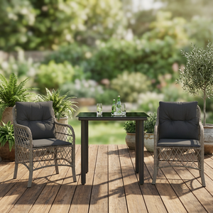 Kusimi - Juego de Jardín Contemporáneo de 3 Piezas, Sillas de Comedor de Ratán PE, Cojines, Estructura de Aluminio, Resistente a la Intemperie, para Exteriores - Product Image 4