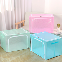 KUYUE La nouvelle boîte à cadre en acier anti-poussière boîte de finition en tissu de filet pliable Cube de rangement organisateur de vêtements moderne Rectangle fleur
