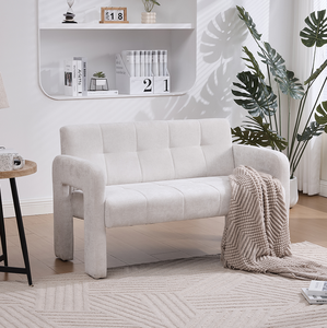 Fauteuil double moderne nordique pour salon et chambre, ensemble de canapés compacts rembourrés en chenille avec mousse à mémoire de forme et accoudoirs doubles - Product Image 1