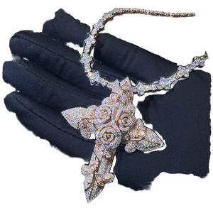 Joyería Brillante al por Mayor, Estilo Hip Hop, Diamante Moissanite D VVS1, Plata S925, Oro Rosa, Colgante de Flor de Rosa para Hombre - Product Image 4