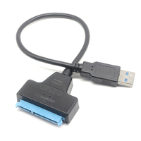 Adaptateur USB 2.0 SATA 3A Charge Rapide Câble de Données pour Disque Dur Externe SSD 7+15 broches avec Blindage Tressé pour Ordinateur