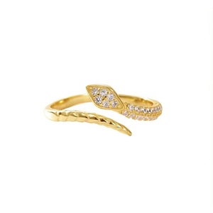 เครื่องประดับสั่งทำ เงินแท้ 925 ชุบทอง 18k แหวนงูปรับขนาดได้ ประดับเพชรคิวบิกเซอร์โคเนีย สำหรับผู้หญิง - Product Image 1