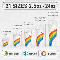 Gobelet en papier à paroi simple à motif arc-en-ciel pour boissons froides, gobelet en papier imprimé jetable, logo personnalisé pour les fêtes, les jus et les magasins