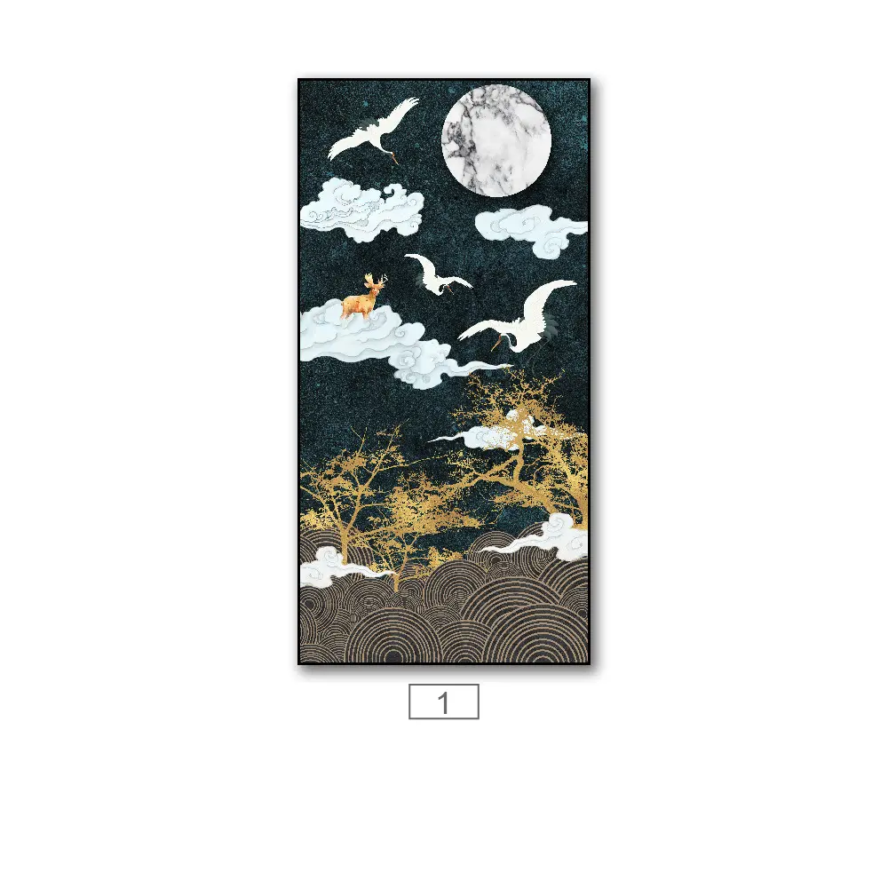 Neue chinesische Art Retro abstrakte dekorative Malerei glück verheißende Wolken Kran Vögel goldenen Elch reichen Baum Leinwand Malerei Veranda