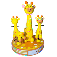 Manège Commercial Rotatif pour Enfants Girafe Cartoon Colorée à 3 Places, à Monnayeur, pour Aire de Jeux Intérieure de Centre Commercial