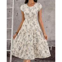 Ensemble jupe longue imprimée style européen-américain printemps-été, manches courtes, décontracté, style vacances, mi-longueur. ODM OEM